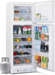 SMAD 265L Propane Refrigerator with Freezer, Dual Power (AC 220–240V / LPG), Quiet Absorption Fridge for Off-Grid Living, RV, Cabin, Camping – White