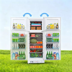 SMAD 390L Dual-Fuel Absorption Fridge – LPG & 220V Quiet Off-Grid Refrigerator with Freezer for Camper, Cabin, or Holiday Home