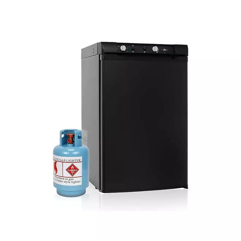 SMAD 100L 3-Way Cooler Freezer - Spacious Absorption Fridge Freezer for Caravan, Campervan - AC/DC/GAS, 0-10°C Fridge, -12°C-0°C Freezer, LED Light, Reversible Door
