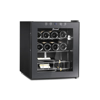 SMAD 12 Bottle Wine Cooler - 46L Sleek Drinks Fridge for Caravan and Home - 5-18°C, Whisper-Quiet Cooling, LED Light, Touch Controls, Glass Door