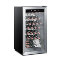 SMAD 33 Bottle Wine Cooler - 95L Spacious Drinks Fridge for Home and Business - 5-18°C, Even Temp and Humidity, Whisper-Quiet, LED Light, Glass Door