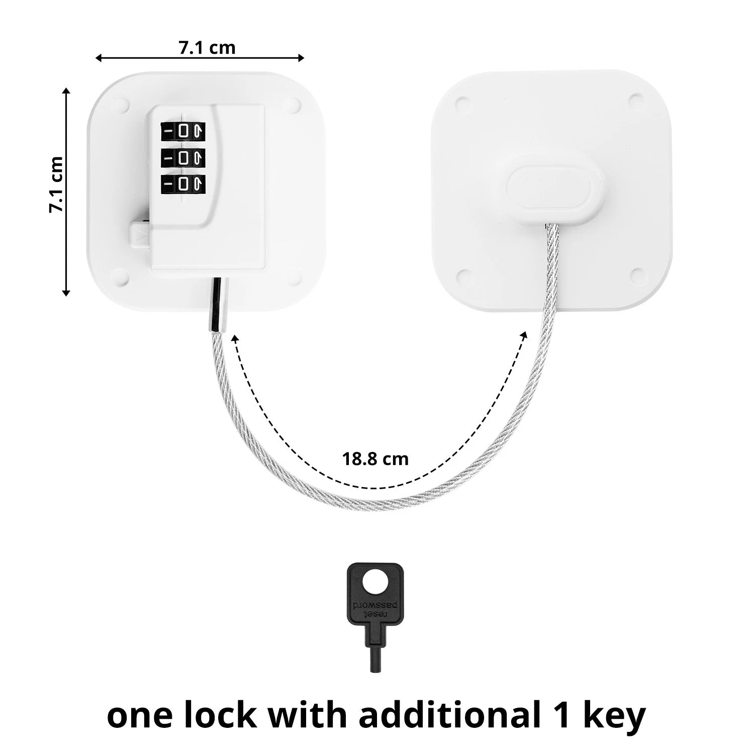 Combination Fridge Lock – 3 Digit Child Safety Lock for Refrigerator, Freezer & Cabinet Doors