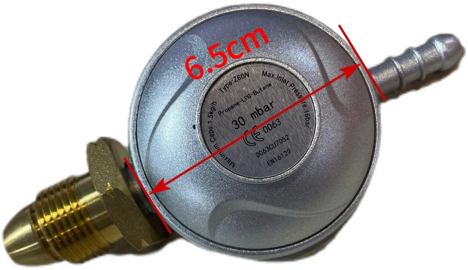 Propane Gas Regulator – 30 mbar Outlet Pressure, 1m Hose with 2 Clips – Compatible with BBQs
