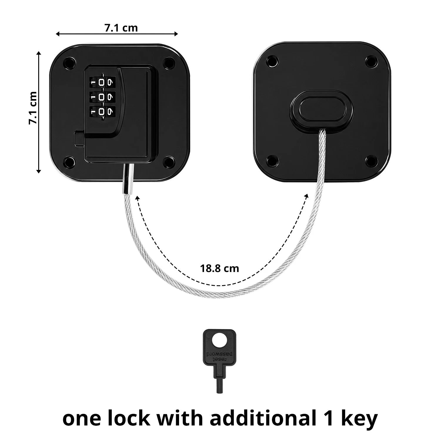 Combination Fridge Lock – 3 Digit Child Safety Lock for Refrigerator, Freezer & Cabinet Doors