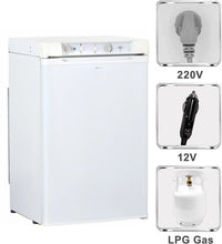 SMAD 100L 3-Way Cooler Freezer - Spacious Absorption Fridge Freezer for Caravan, Campervan - AC/DC/GAS, 0-10°C Fridge, -12°C-0°C Freezer, LED Light, Reversible Door