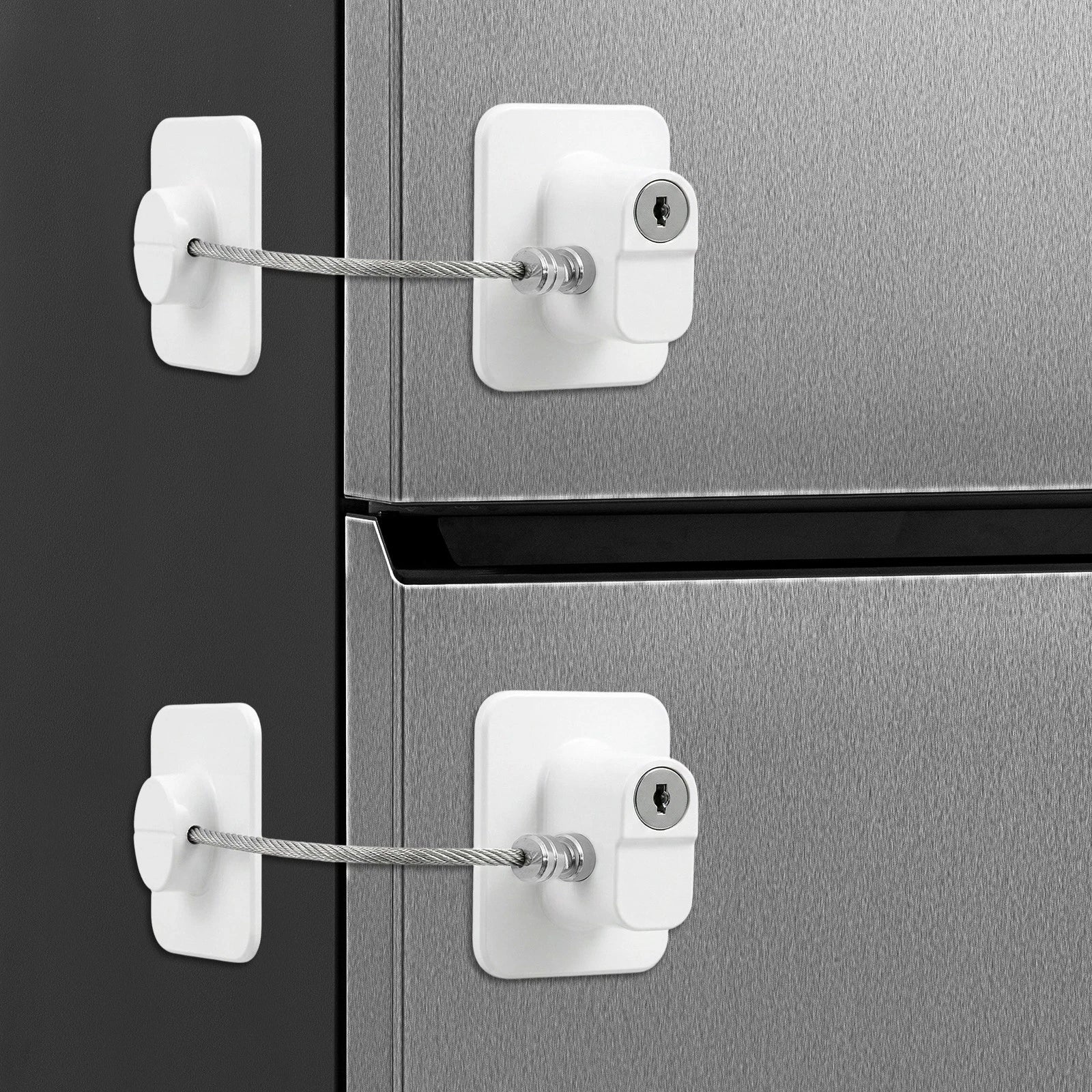 2 Pack Refrigerator Door Locks with Keys – Self-Adhesive Child Safety Locks